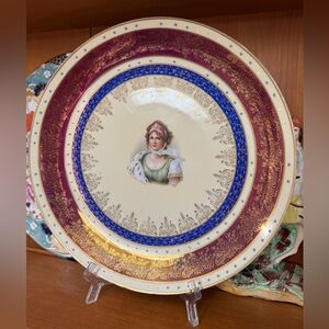 Antique Handpainted Queen of Prussia Gilded Cabinet Plate